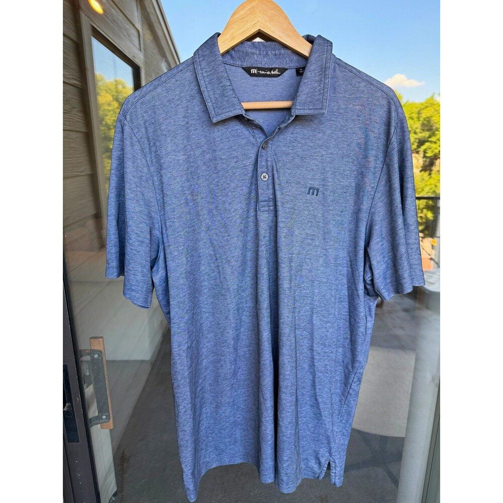 Travis Mathew Men’s XL Polo Shirt Blue Heather Golf Performance Casual